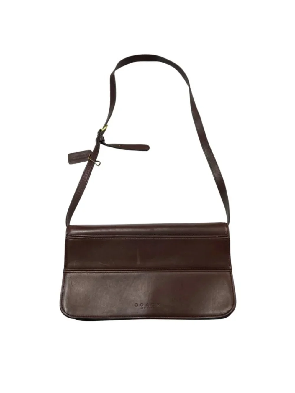 Coach Tribeca 9091 Leather Rectangular Crossbody Bag Chocolate Brown